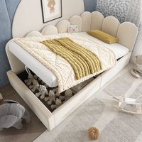 cama con canape 90x200 cm con cabecero y respaldo sofa cama - terciopelo - somier de laminas metalicas - beige sin colchon