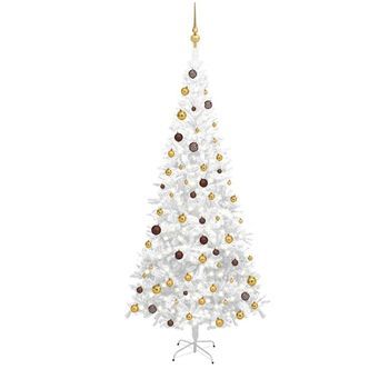Árbol De Navidad Artificial Con Luces Y Bolas Blanco 240 Cm Vidaxl