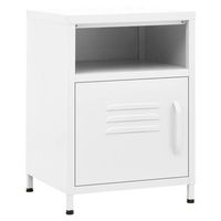 mesita de noche con estante abierto con puerta 35 x 35 x 51 cm acero blanco dec033300