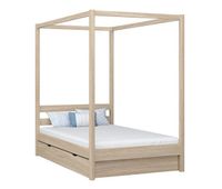 cama individual de roble con dosel y cajon n01 roble blanqueado
