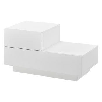 Mesa De Noche Con 2 Cajones - 38 X 70 X 35 Cm - Mesita De Noche - Cajón En La Parte Izquierda - Mesilla - Armario Para Almacenar - Blanco Mate [en.casa]®