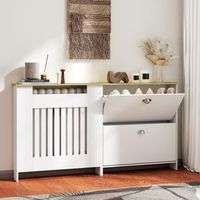 cubre radiadores de mdf melamina homcom 152x19x81 cm blanco
