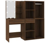 vidaxl tocador con led y armario madera contrachapada marron roble