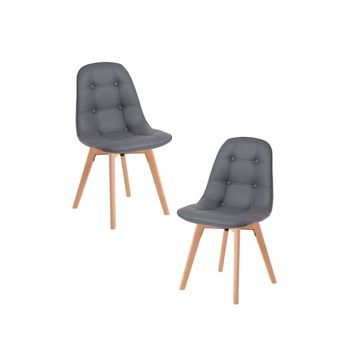 Pack 2 Sillas Vorak De Polipiel 81*43*38 Cm - Gris Oscuro