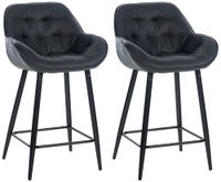 set de 2 taburetes de bar con reposapies en tela gris oscuro