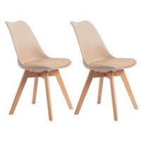 pack 2 sillas bistro comedor en color beige con asiento tapizado y patas de haya