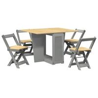 set comedor plegable mariposa 5 pzas corona madera pino gris vidaxl