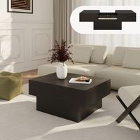 mesa de centro lens tablero extensible 80x60x36 cm - negro encasa
