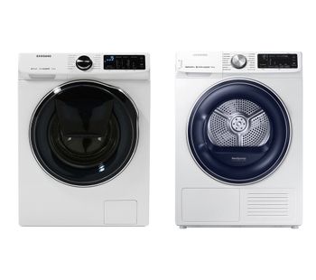 SAMSUNG DV80N62532W Smart 8 kg Heat Pump Tumble Dryer & WW80M645OPW Smart 8 kg 1400 Spin Washing Machine Bundle