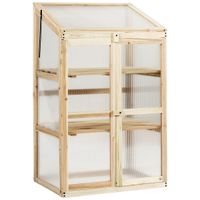 costway mini invernadero de madera protector elevado con 3 niveles para macetas de exterior para jardin balcon veranda 60 x 45 x 100 cm