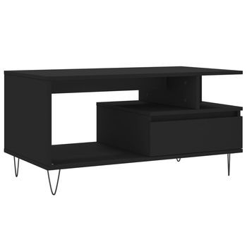 Mesa De Centro Madera Contrachapada Negro 90x49x45 Cm Vidaxl