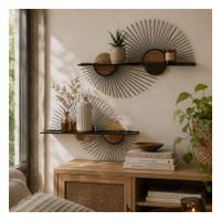 conjunto de 2 estanterias de pared en acero negro 70x12x51 cm