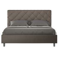 cama italiana para adultos acolchada en piel sintetica paryse-color capuchino-ropa de cama 140x200 cm
