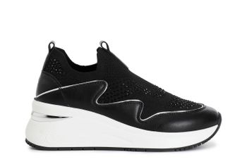 slip-on de tejido y piel revestida black 38