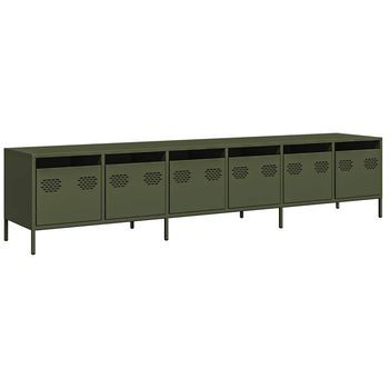 Mueble Tv | Mueble De Salón | Mesa De Tv Acero Laminado En Frío Verde Oliva 202x39x43,5 Cm