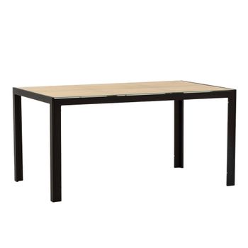 Mesa rectangular 150x90 cm de aluminio y tapa de vidrio madera