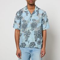 sunflower cayo floral applique cotton-gauze shirt - l