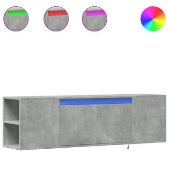 Mueble De Tv De Pared Luces Led Gris Hormigón 135x31x39,5 Cm Vidaxl