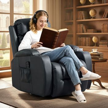 Sillón De Masaje Reclinable De Pu Acero Homcom 82x99x103cm Negro