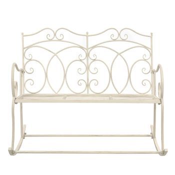 Banco De Jardín | Silla De Jardín Metal Blanco Envejecido 104 Cm
