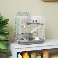pawhut jaula para hamster con tunel plataformas cuenco bebedero casita rampas y rueda de ejercicio 45x30x45 cm gris