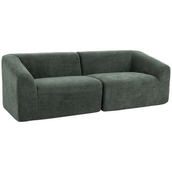 HOMCOM Sofá 3 Plazas en Chenilla 225 cm Sofá de Salón Acolchado Moderno con Asiento Ancho Cojín con Muelles Verde Oscuro   Aosom España