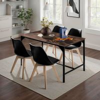 mesa de comedor 120x75x75cm mdf madera industrial oscura