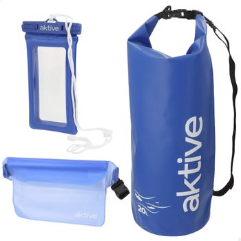 Aktive Beach - Pack de bolsas estancas, saco de 20 L, riñonera, portamóvil, funda móvil impermeable, para playa, para piscina, resistente al agua, sumergible hasta 3 metros 30 min