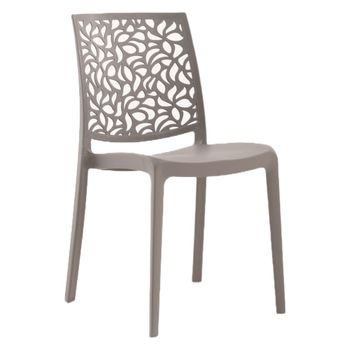 Conjunto de 6 sillas de resina para interior o exterior gris tórtola
