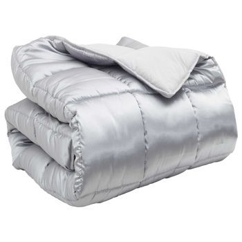 Edredón | Duvet De Invierno Plateado 200 X 220 Cm Satén Y Microfibra
