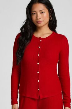 Hunkemöller Cárdigan de Punto Acanalado Rojo