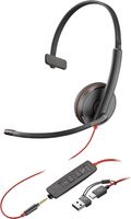 poly auriculares monoaurales blackwire 3215 usb-c  conector de 35 mm  adaptador usb-ca
