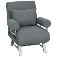 homcom sillon cama individual 3 en 1 sofa cama plegable con respaldo ajustable y cojin para sala dormitorio 73x78x81 cm gris