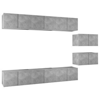 Set 8 Uds Muebles Tv | Mueble De Salón | Armario Tv Madera Ingeniería Gris Hormigón