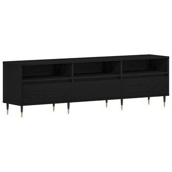 Mueble De Tv Con Cajón Roble Negro 150 X 30 X 44,5 Cm Vidaxl