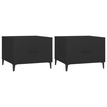 Mesa De Centro Con Patas De Metal 2 Unidades Negro 50x50x40 Cm