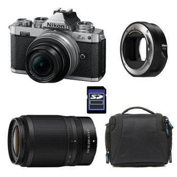Cámara Mirrorless Nikon Z Fc 20.9MP 4K UHD 16-50mm + 50-250mm VR Plata + Bolsa + Tarjeta SD