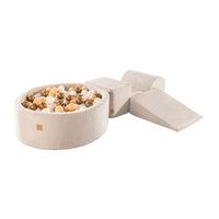 meowbaby parque infantil de espuma con piscina de bolas pana crudo  blanco perlabeigeoro 200 bolas