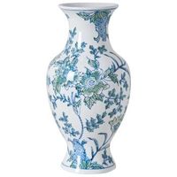 jarron para flores florero accesorio decorativo de porcelana blanco y azul llanes