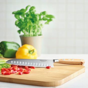 Cuchillo santoku 18 cm acero inoxidable madera