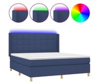 cama box spring colchon y luces led tela azul 160x200 cm bloques con cuadros
