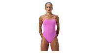 banador de 1 pieza speedo solid lattice para mujer   morado   rojo