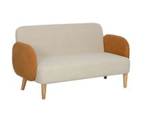 homcom sofa de 2 plazas tapizado en terciopelo sofa de salon con reposabrazos y patas de madera sofa de dos plazas carga 240 kg para dormitorio oficina 130x74x76 cm crema