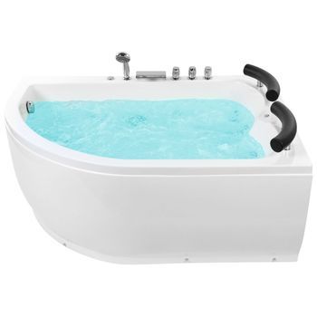 Bañera De Hidromasaje De Acrílico Sanitario Blanco Con Led Izquierda Doble 158 X 113 Cm Diseño Moderno Paradiso