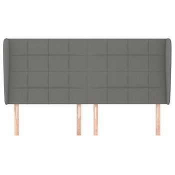 Cabecero Cama Mueble De Dormitorio Con Orejas De Tela Oscuro 183 X 23 X 118/128 Cm Gris M02_0003358