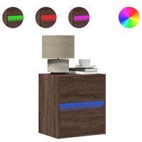 mesita de noche de pared con luces led roble marron