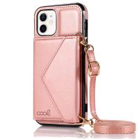 cool funda colgante wallet rosa para iphone 12 mini