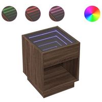 mesita de noche con infinity led marron roble 40x40x50 cm vidaxl
