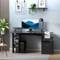 mesa de ordenador de mdf metal homcom 152x60x88 cm-negro