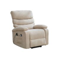 sillon relax electrico multifuncional - elevacion asistida masaje y calefaccion respaldo y reposapies electricos ajustables bolsillos laterales de almacenamiento - caqui claro